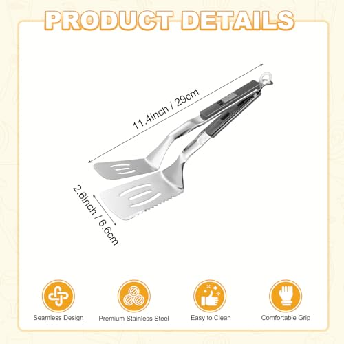Spatula Tongs (Gray Handle, Silver Tone)