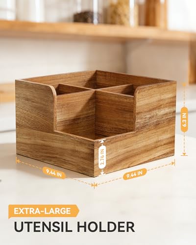 Kitchen Utensil Holder with Stone Drying Mats (WOOD COLOR)