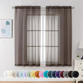 Sheer Curtains 63 Inch Length 2 Panels (Chocolate Brown / 42"W x 63"L (Pack of 2))
