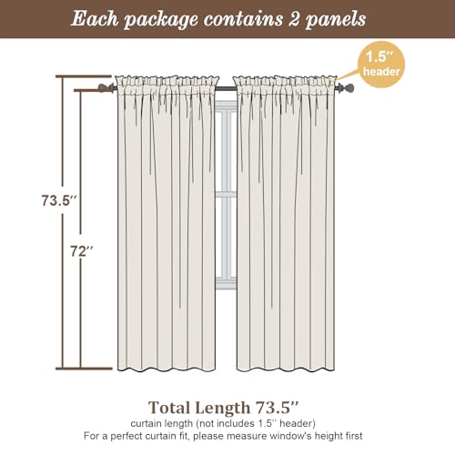 Sheer Curtains 72 Inch Length 2 Panels (Blush Pink / 42"W x 72"L (Pack of 2))