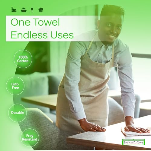 24 Pk 16x19 30 Oz. Cotton Kitchen Bar Mop Towels White (White)