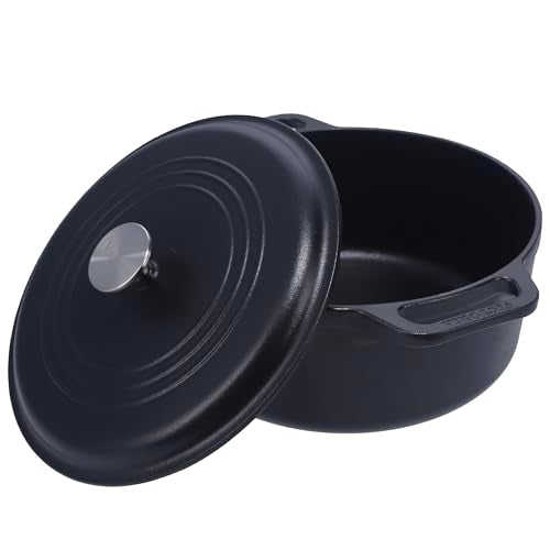 7 Quart Cast Iron Dutch Oven with Lid and Dual Loop Handles (7QT)