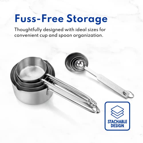 42917 Stainless Steel Measuring Cups and Spoons Set (8-Piece Set / Silver)