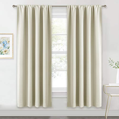 Extra Wide Curtains for Bedroom Living Dining Room 72 inches Long (Beige / 62"W x 72"L (Pack of 2))