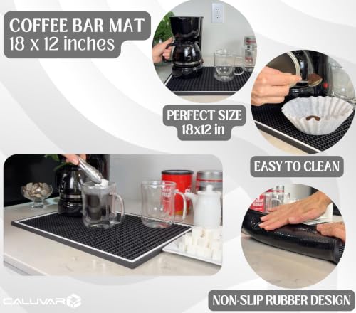 Coffee Bar Mat for Countertop White Frame 18x12 in (Bar Mat)