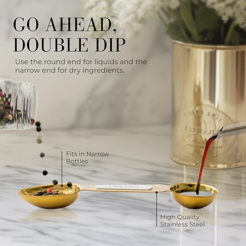 White and Gold Measuring Spoons with Leveler (White & Gold)