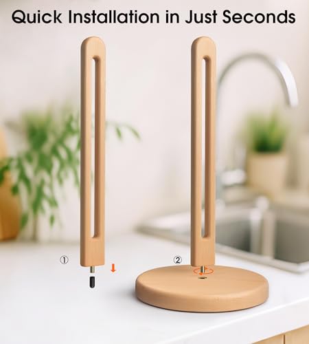 Wooden Paper Towel Holder Countertop (Jumbo – 6.5" Base / Light Wood (Beech))