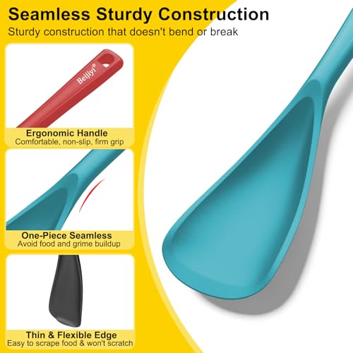 Silicone Cooking Spoons for Nonstick Cookwares (Black/Blue/Red)