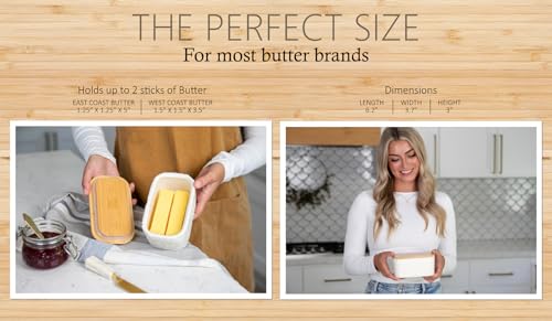 Ceramic Butter Dish with Airtight Bamboo Lid