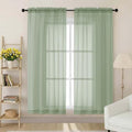 Sheer Sage Green Curtains for Bedroom Living Room 63 Inch Length 2 Panels (Sage Green / 42"W x 63"L (Pack of 2))