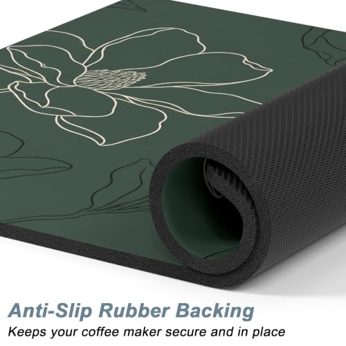 Coffee Mat 16" x 24" Coffee Bar Mats for Espresso Machine Station Accessories and Organizer (Line Art Magnolia / 16" x 24")