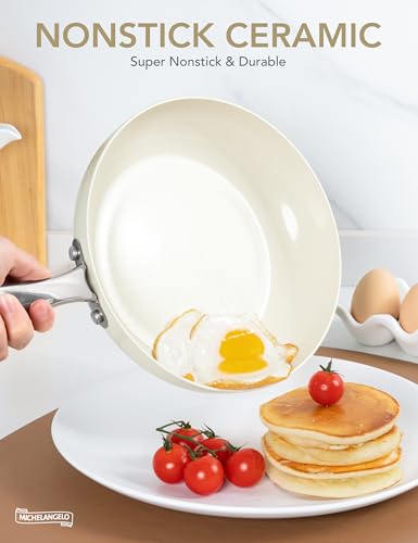 8 Inch Nonstick Frying Pan with Lid (Cream White / 8 inch)
