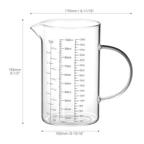 34OZ 1000ML Glass Measuring Cup