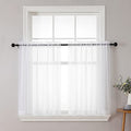 White Sheer Curtains 36 inch Length 2 Panels Set (White / 42"W x 36"L (Pack of 2))