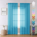 Turquoise Sheer Curtains 84 Inches Long 2 Panels (Turquoise / 40"W x 84"L (Pack of 2))