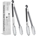 Stainless Steel Locking Kitchen Tongs for Cooking & Serving (9+12 inch, 2pack)