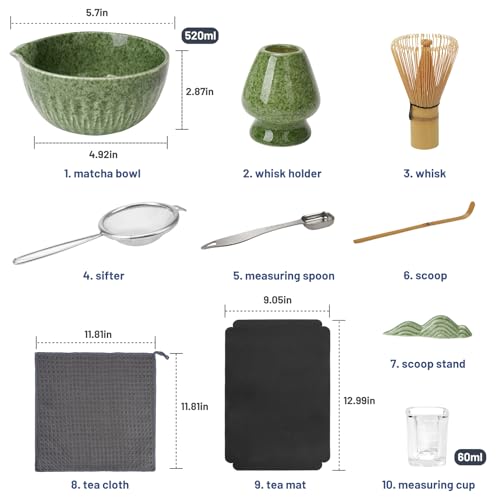 Matcha Whisk Set (10-PC Mottled Green)
