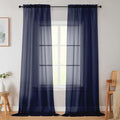 Navy Blue Sheer Curtains for Bedroom Living Room 96 Inches Long 2 Panels (Navy Blue / 42"W x 96"L (Pack of 2))