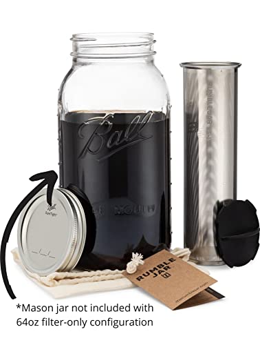 Next Gen Cold Brew Coffee Maker for Mason Jars (64oz / Filter only w/ Dark Black cap)