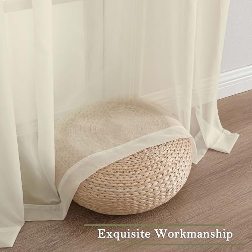 Cream Sheer Curtains 63 Inch Length 2 Panels (Cream / 59"W x 63"L (Pack of 2))