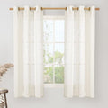 Cream Linen Semi Sheer Curtains 63 Inch Length 2 Panels (34"W x 63"L (Pack of 2) / Cream)
