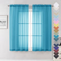 Turquoise Sheer Curtains 63 Inch Length 2 Panels (Turquoise / 40"W x 63"L (Pack of 2))