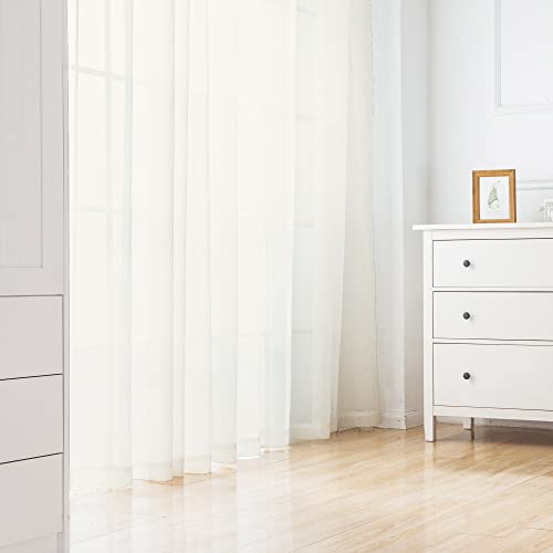 Ivory Sheer Curtains 96 Inch Length 2 Panels Set (Ivory / 42"W x 96"L (Pack of 2))
