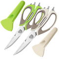 2 Pcs Heavy Duty Kitchen Shears with Magnetic Holder for Fridge (White and Green)