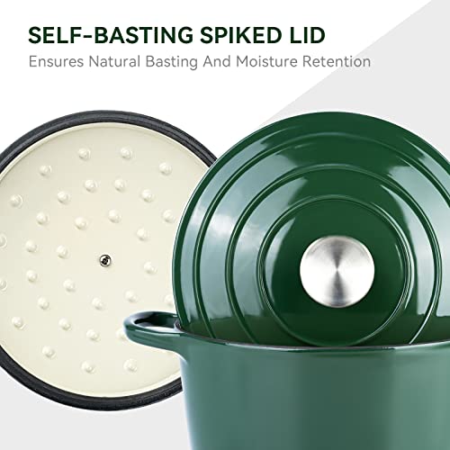 6 Quart Enameled Dutch Oven Pot with Lid (6 QT / Green)