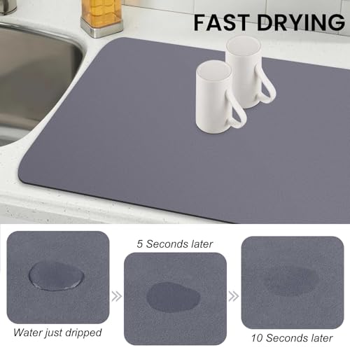 Dish Drying Mat Absorbent Dish Drying Mats for Kitchen Counter 18"x 32" (Classic Grey / 32" x 18")