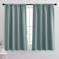 Small Window Curtains 45 inches Length for Kitchen Cafe Bathroom (Dusty Blue / 42"W x 45"L (Pack of 2))