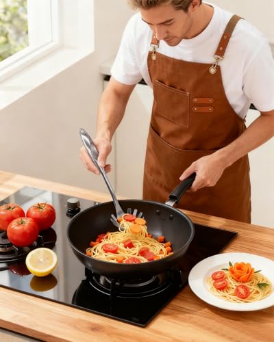 Spaghetti Spoon and Pasta Tong with Grip Teeth and Drain Holes (Silvery(stainless steel）)