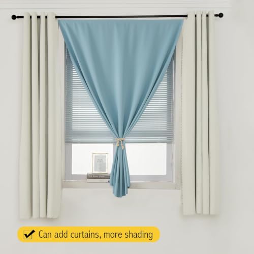 Instant Blackout Window Curtain with Reusable Adhesive (71"W x 72"L (Pack of 2) / Lake Blue)