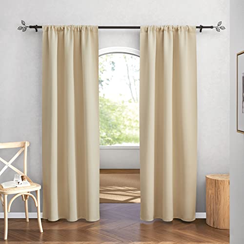 Curtains for Bedroom Living Room Dining Room Office 84 inches Long (Biscotti Beige / 42"W x 84"L (Pack of 2))