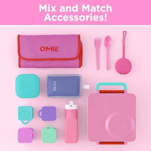 OmieBox Kids Insulated Leakproof Bento Lunch Box with Food Jar (8.5 Ounces / Pink Berry)
