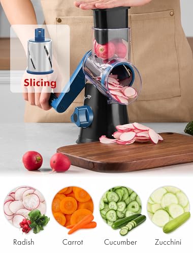 Cheese Grater Hand Crank (Black+Blue / 3 Blades)
