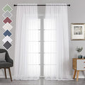 Extra Long White Sheer Curtains 120 Inches Long 2 Panels (White / 42"W x 120"L (Pack of 2))