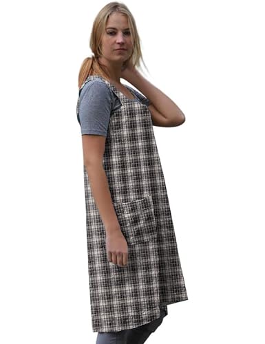 Women's Plaid Cross Back Apron with Large Pockets Home Kitchen (X-Large / Plaid10)