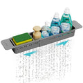 Extendable Kitchen Sink Caddy Extra Long Brush Sponge Storage Holder (Extra Long / Dark Gray)