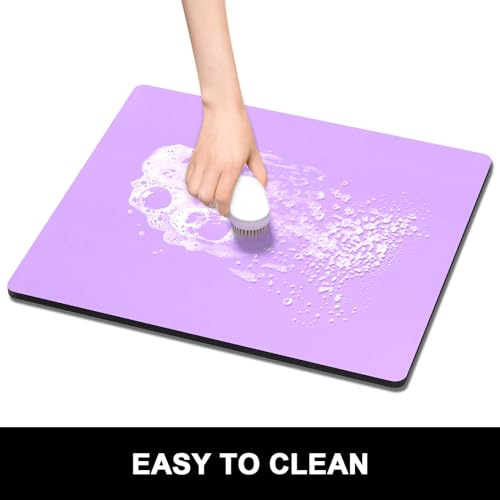 Dish Drying Mat for Kitchen Counter (A-Vanilla Purple / 16" x 18")