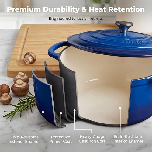 7.7 Quart Enameled Cast Iron Dutch Oven Pot with Lid (Blue / 7.7 Quart)
