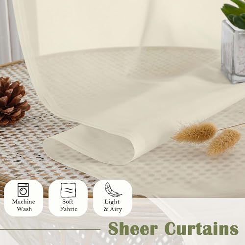 Cream Sheer Curtains 84 Inches Long 2 Pcs (Cream / 59"W x 84"L (Pack of 2))