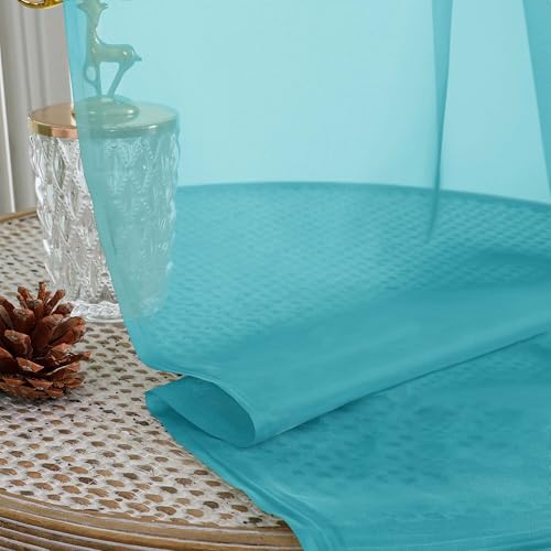 Sheer Curtains 84 Inches Long 2 Panels Set (Turquoise / 59"W x 84"L (Pack of 2))