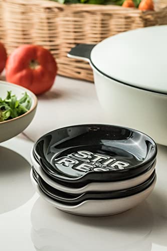 Ceramic Spoon Rest for Stove Top (Black/White)