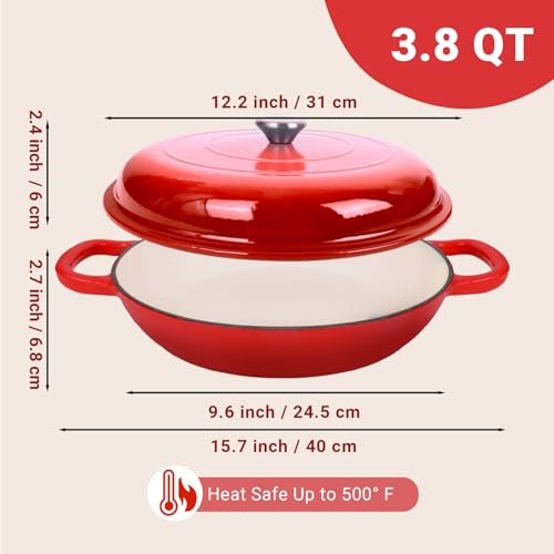 Enameled Cast Iron Dutch Oven (Gradient Red / 3.8 QT)