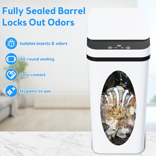 2 Pack 2.2 Gallon Automatic Touchless Garbage Can (2 Pack 2.2 Gallon White)
