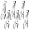 6pcs Stainless Steel Serving Tongs Gold or Silver Plated 9inch Heavy Duty Durable BBQ Clamps Design for Weddings Parties Banquets Buffets Family Gatherings Kitchen Cooking Serving Clip (Silver)
