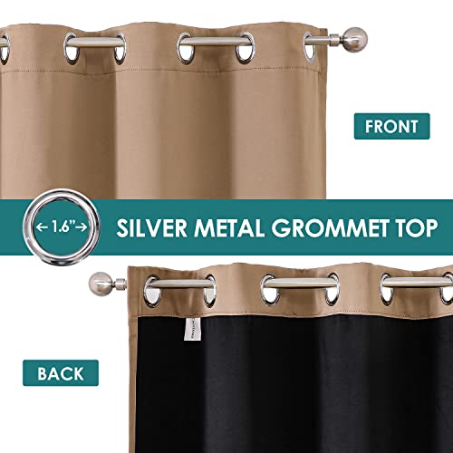 100% Blackout Curtains for Bedroom 90 Inches Long 2 Panels Set (52"W x 90"L (Pack of 2) / Cappuccino)