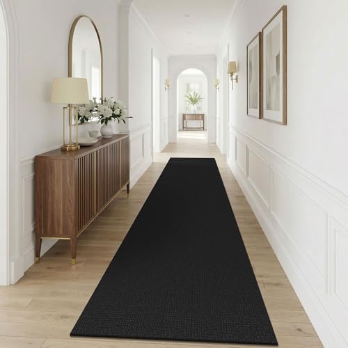 Black 3x12 Runners Rugs for Hallway (Black/Dark Grey / 3' x 12' (Runner))