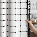 Boho Blackout Black Plaid Curtains 84 Inch Linen Blend 2 Panels (Black Plaid / 52"W x 84"L (Pack of 2))